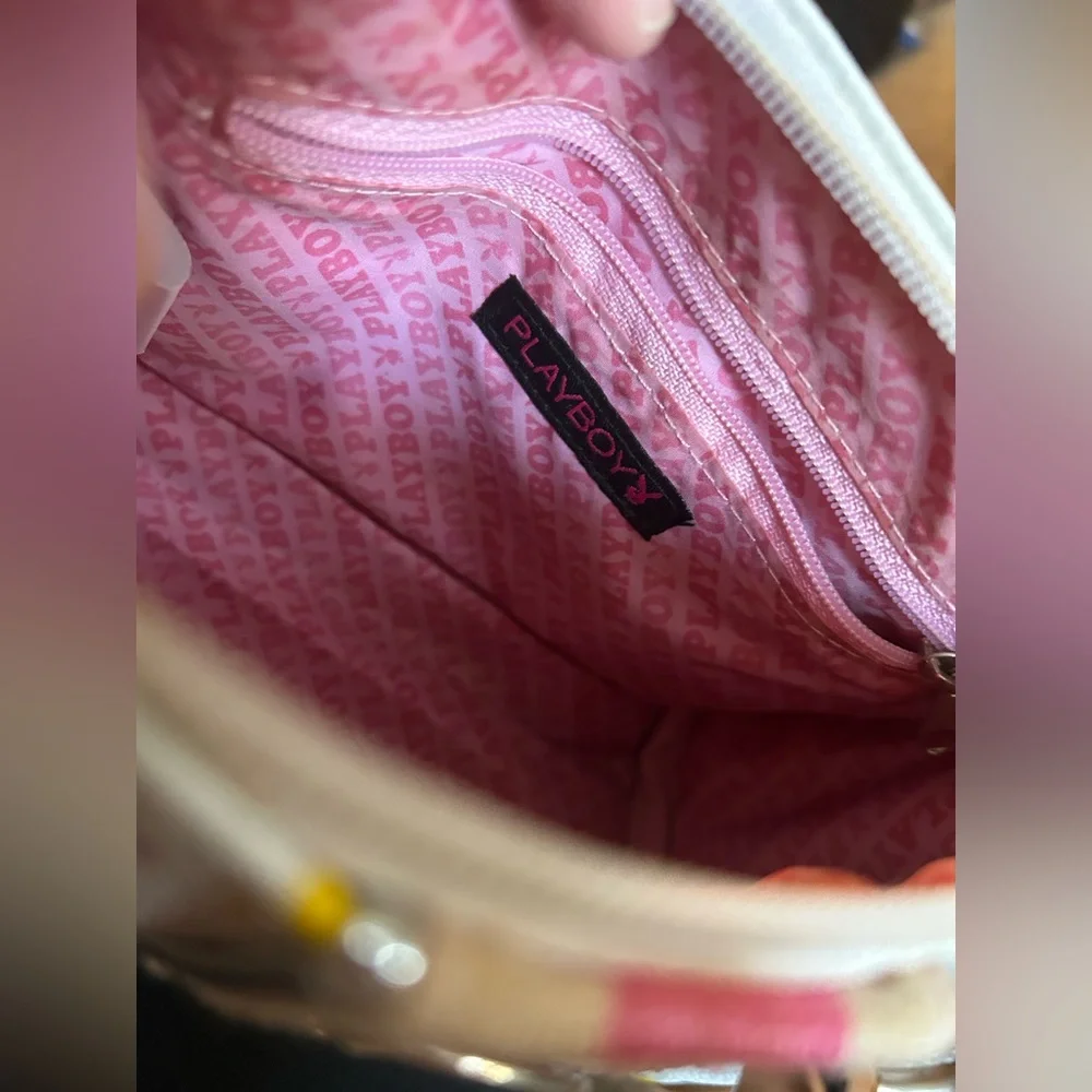 Playboy Mini Satchel Bag Bunny Print White Multicolor Y2K Small Handbag - Picture 7 of 8